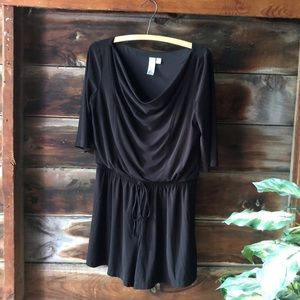 Emma & Michele M black romper drape draped neck shorts 1-piece elastic medium